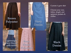 Girl 6 Gore Skirt Lt. Blue or Navy Denim, Khaki Twill & more S, M, L all sizes