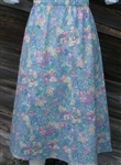Ladies A-line Skirt Light Blue Floral Twill cotton Plus size 2X 26 28