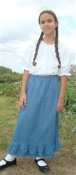 Girl A-line Skirt Light blue Denim with Ruffle size 3 X-long