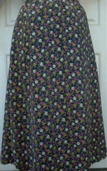 Ladies A-line Skirt Black Floral Polyester L 14 16