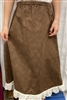 Girl A-line Skirt Dark Brown Floral cotton with eyelet lace ruffle size 7