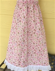 Girl A-line Skirt Pink Floral cotton with ruffle lace size 10