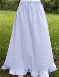 Girl A-line Skirt Light Blue Chambray Woven Dots with Ruffle size 10