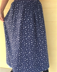 Ladies Full Skirt Denim Blue Jacquard rayon floral  M 10 12