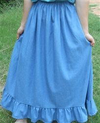 Ladies Full Skirt Light Blue Denim with Ruffle XL 18 20