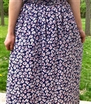 Ladies Full Skirt Royal Blue, White, Red rayon floral  M 10 12