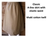 Ladies A-line Skirt Khaki Twill cotton size L 14 16