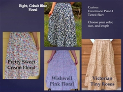 Ladies Skirt 4 Tiered Cotton Floral Print or Plaid all sizes