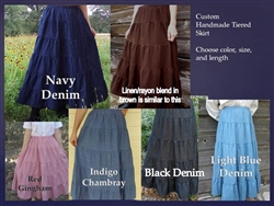 Ladies Skirt 5 Tiered Navy Denim & More all sizes