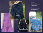 Ladies Skirt 3 Tiered Blue Jean Denim all sizes