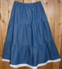 Girl Tiered Skirt in Denim with Lace all sizes