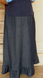 Maternity A-line Skirt with Ruffle Navy Denim M 10/12