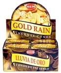 Wholesale Hem Gold Rain Cones 10 Cones Pack (12/Box)