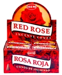 Wholesale Hem Red Rose Cones 10 Cones Pack (12/Box)