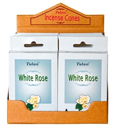 Wholesale Tulasi White Rose Cones 15 Cones/Pack (12/Box)