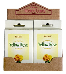 Wholesale Tulasi Yellow Rose Cones 15 Cones/Pack (12/Box)