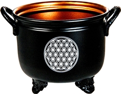 Wholesale Flower of Life  Metal Cauldron 4.5"D, 4"H