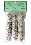 Wholesale California White Sage Smudges 4"L Mini (Long Style) (Pack of 3)