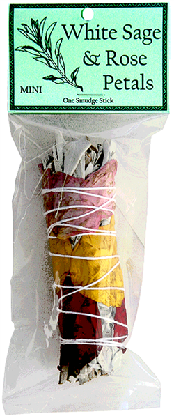 Wholesale White Sage with Rose Petals Smudge 4"L (Mini)