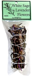 Wholesale White Sage with Lavender Flowers Smudge 4"L (Mini)