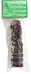 Wholesale White Sage with Lavender Flowers Smudge 5"L (Small)