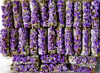 Wholesale White Sage & Purple Sinuata Flowers 5"L (Small) (Pack of 25)