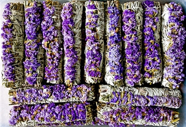 Wholesale White Sage & Purple Sinuata Flowers 9"L (Large) (Pack of 25)