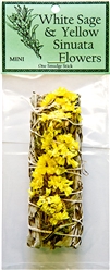 Wholesale White Sage & Yellow Sinuata Flowers 4"L (Mini)