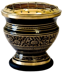 Wholesale Brass Carved Screen Charcoal Burner 4"H