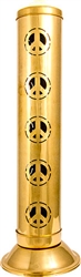 Wholesale Peace Sign Brass Tower Burner - 12"H