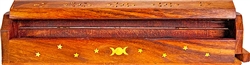 Wholesale Wooden Coffin Box - Triple Moon 12"L