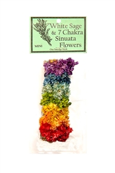 Wholesale White Sage & 7 Chakra Sinuata Flowers 4" (Mini)