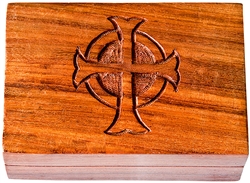 Wholesale Wooden Celtic Cross Carved  Box 4"x6"