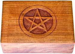 Wholesale Wooden Pentacle Carved Box 4"x6"