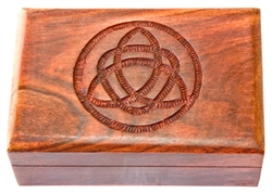 Wholesale Wooden Triquetra Carved Box 4"x6"