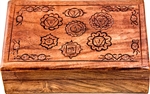 Wholesale Wooden Carved  Box - 7 Chakra 5"x 8"