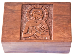 Wholesale Wooden Buddha Carved Box 4"x6"