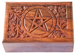 Wholesale Wooden Pentacle Carved Box 4"x6"