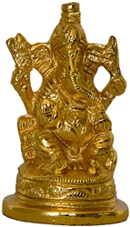 Wholesale Lord Ganesh Gold Plated Brass Statue 2.5"H