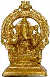 Wholesale Lord Ganesh Gold Plated Brass Statue 4.5"H