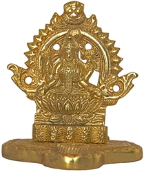 Wholesale Goddess Laxmi Gold Tone Brass Statue 3.75"H