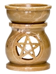 Wholesale Natural Soapstone Pentacle Aroma Lamp 3.5"H