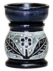 Wholesale Black Soapstone Flower Carved Aroma Lamp 3.5"H