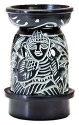 Wholesale Black Soapstone Buddha Carved Aroma Lamp 5"H