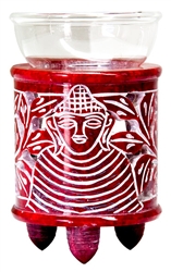 Wholesale Red Soapstone Buddha Carved Aroma Lamp 4.5"H