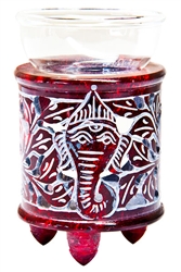 Wholesale Red Soapstone Ganesh Carved Aroma Lamp 4.5"H