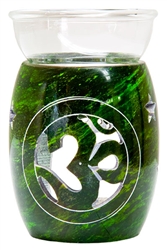 Wholesale Green Soapstone Om Aroma Lamp 5"H