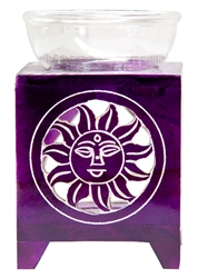 Wholesale Violet Soapstone Sun Carved Aroma Lamp 5"H