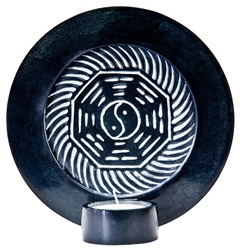 Wholesale Black Soapstone Yin Yang Candle Burner 6"D