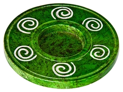 Wholesale Green Soapstone Spiral Candle Burner 4"D